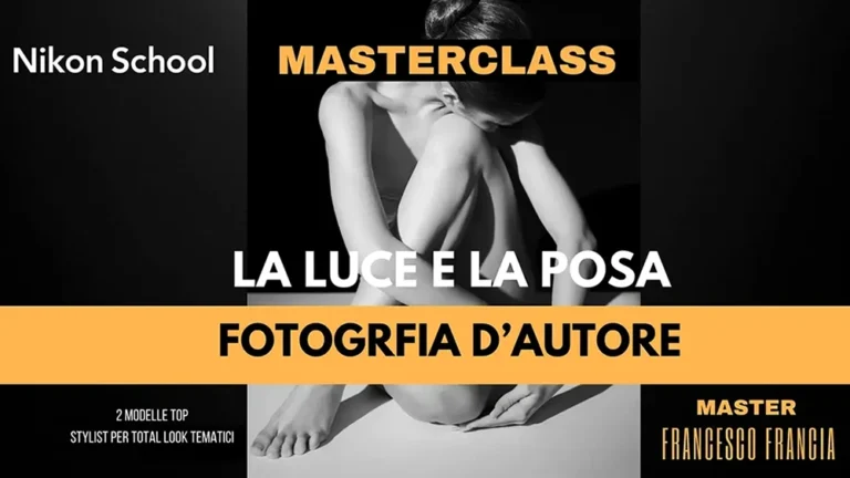 Workshop di illuminazione per la fotografia di moda nudo e ritratto di Francesco Francia in Nikon School a Torino. Masterclass sulla luce nella fotografia d'autore